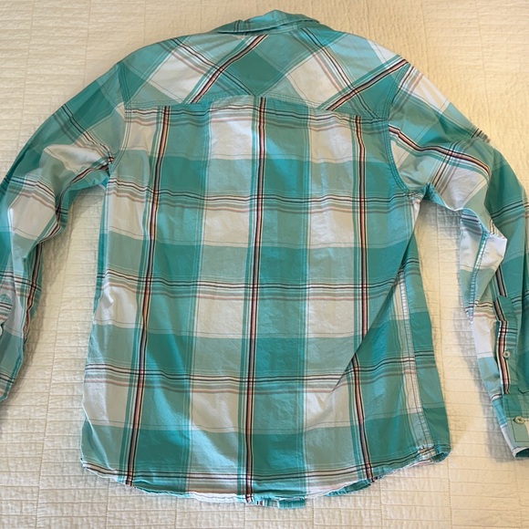 Red Camel Medium Southern Charm Button Down Aqua Plaid EUC - Picture 7 of 7